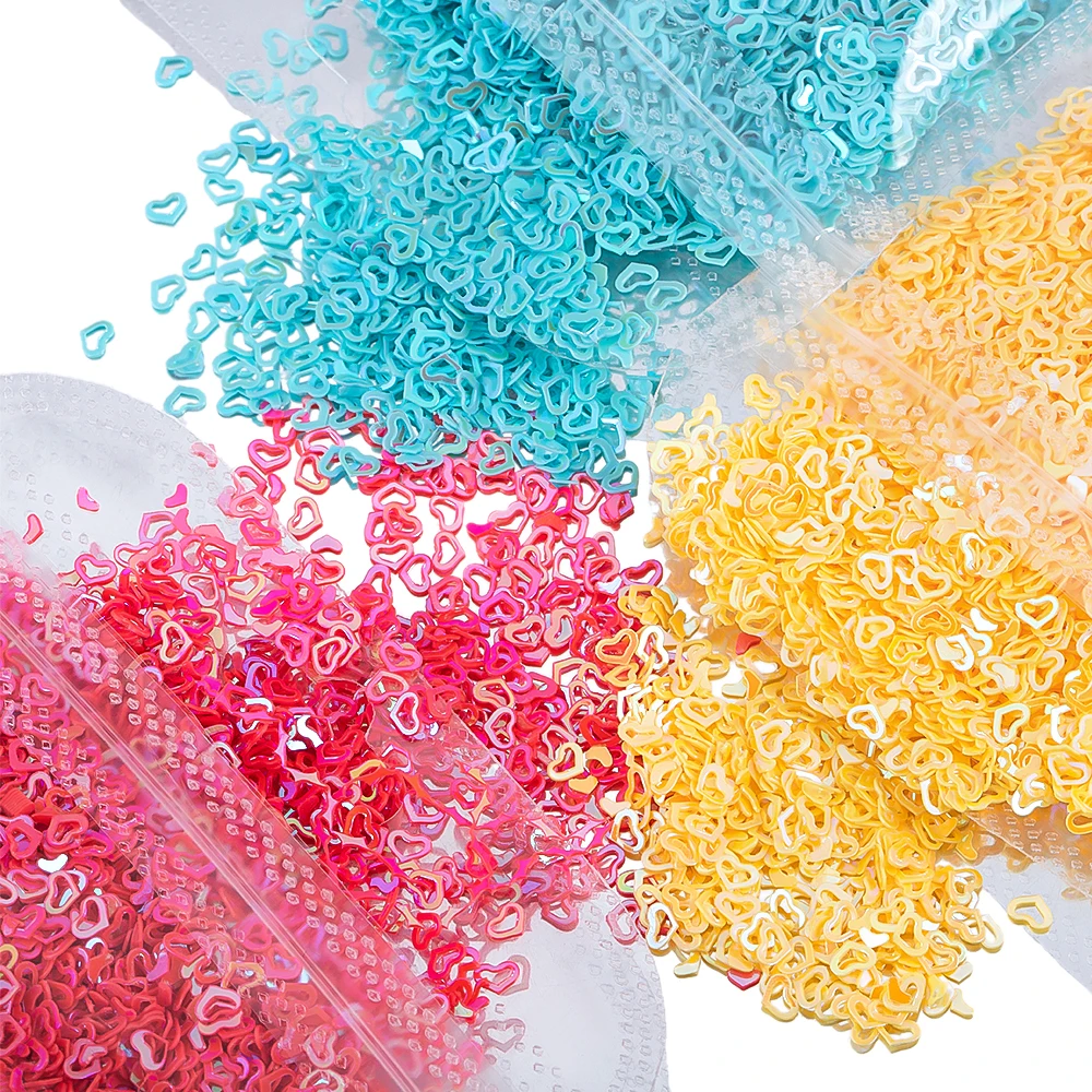 About 22g/bag of Mixed Heart Shape PVC Bulk Sequins Nail Art Decoration Sequins Silicone Mold Filler DIY Sewing Accessories