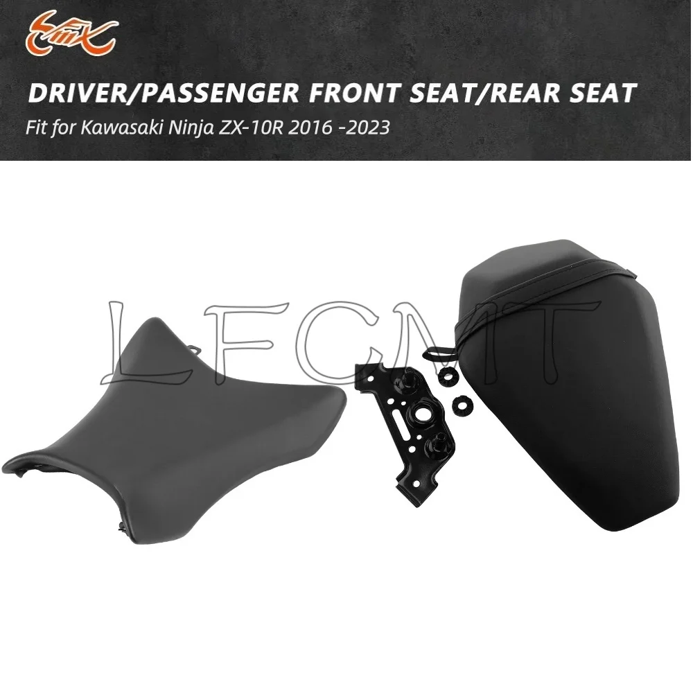 Motorcycle Accessories Black Front Rear Driver Rider Passenger Seat Cushion Fit for Kawasaki ZX 10R ZX-10R ZX10R 2016-2023