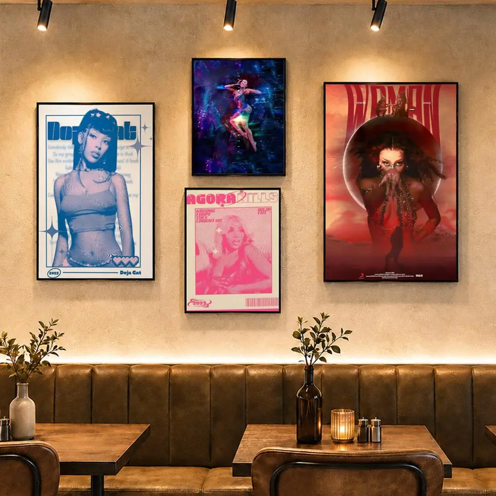 Pop Singer D-Doja CatS Poster Vintage Retro Anime Poster Stickers Peel and Stick Wall Art Home Decor