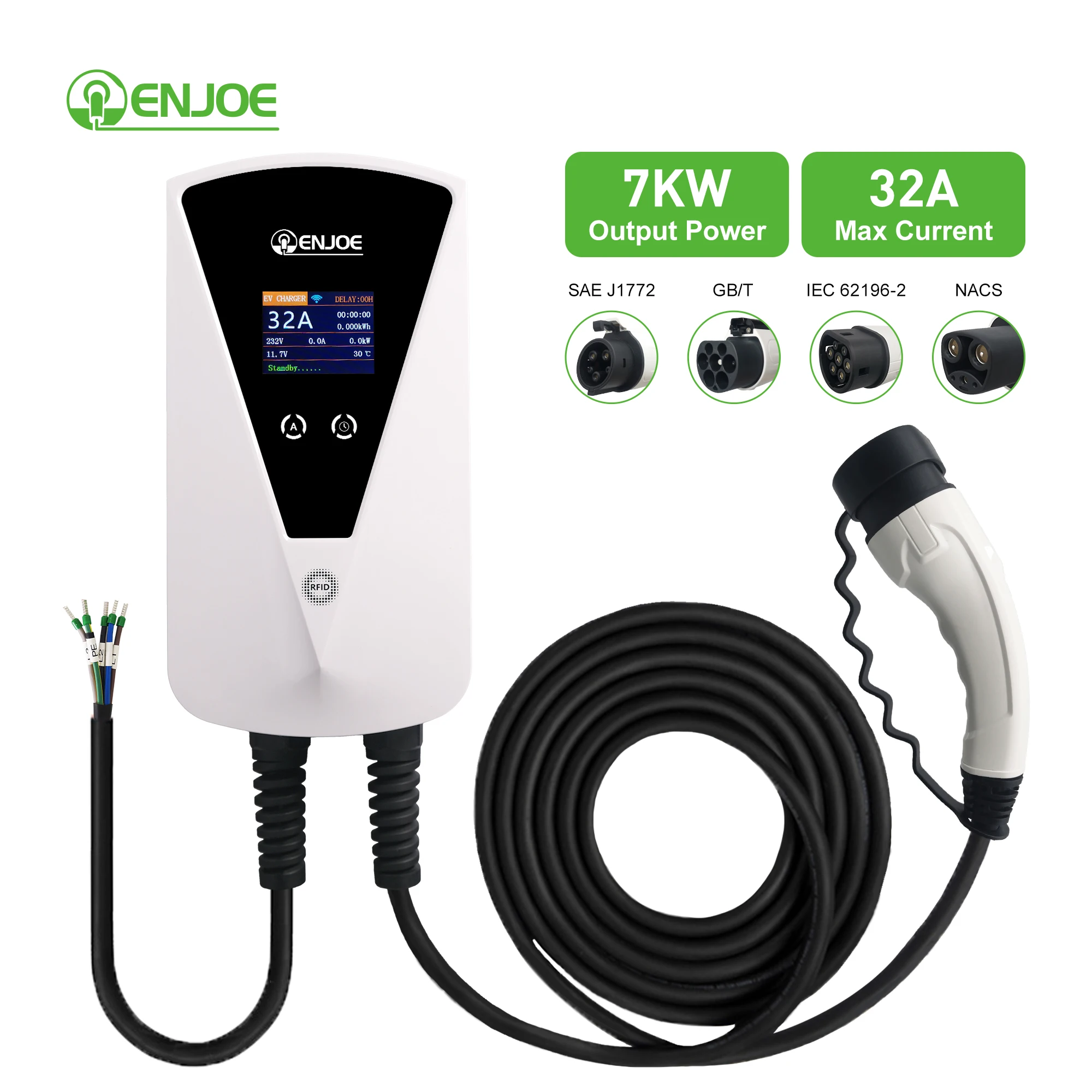 

Factory Direct Wallbox EV Charger 7kw 11kw 22kw Type 2 Plug RFID WiFi Supported AC Smart Home Charging Box