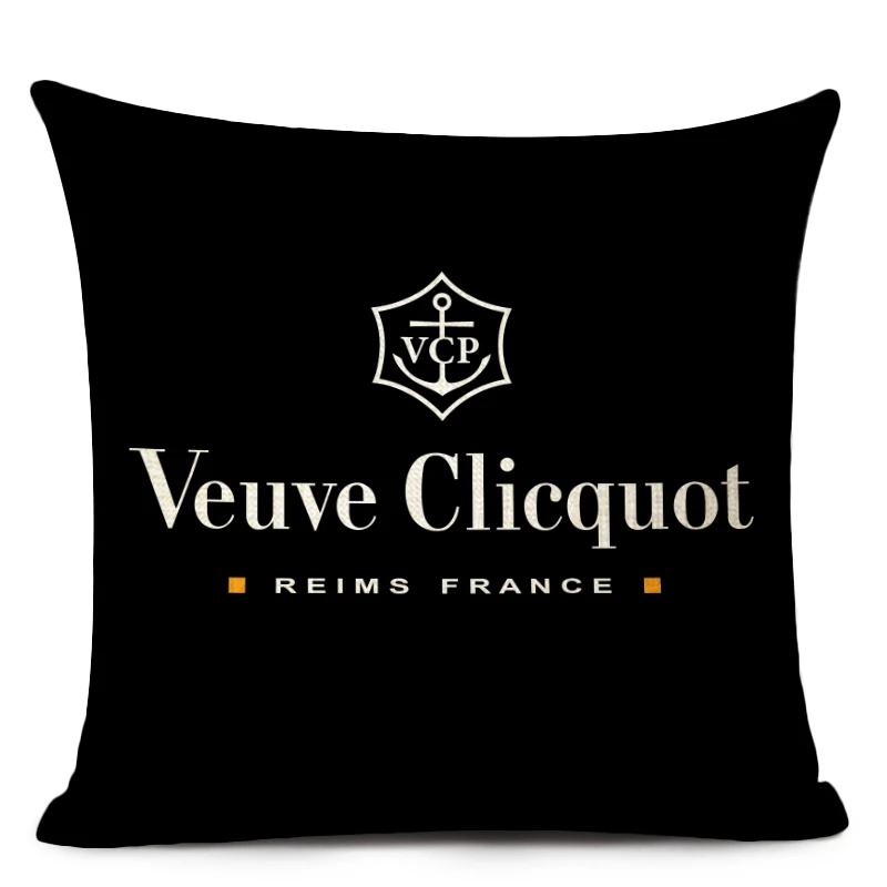 High-end Custom Linen Pillow Case Black and White Style Champagne HD Printed Pillow Cover Hotel Home Sofa Cushion Cover