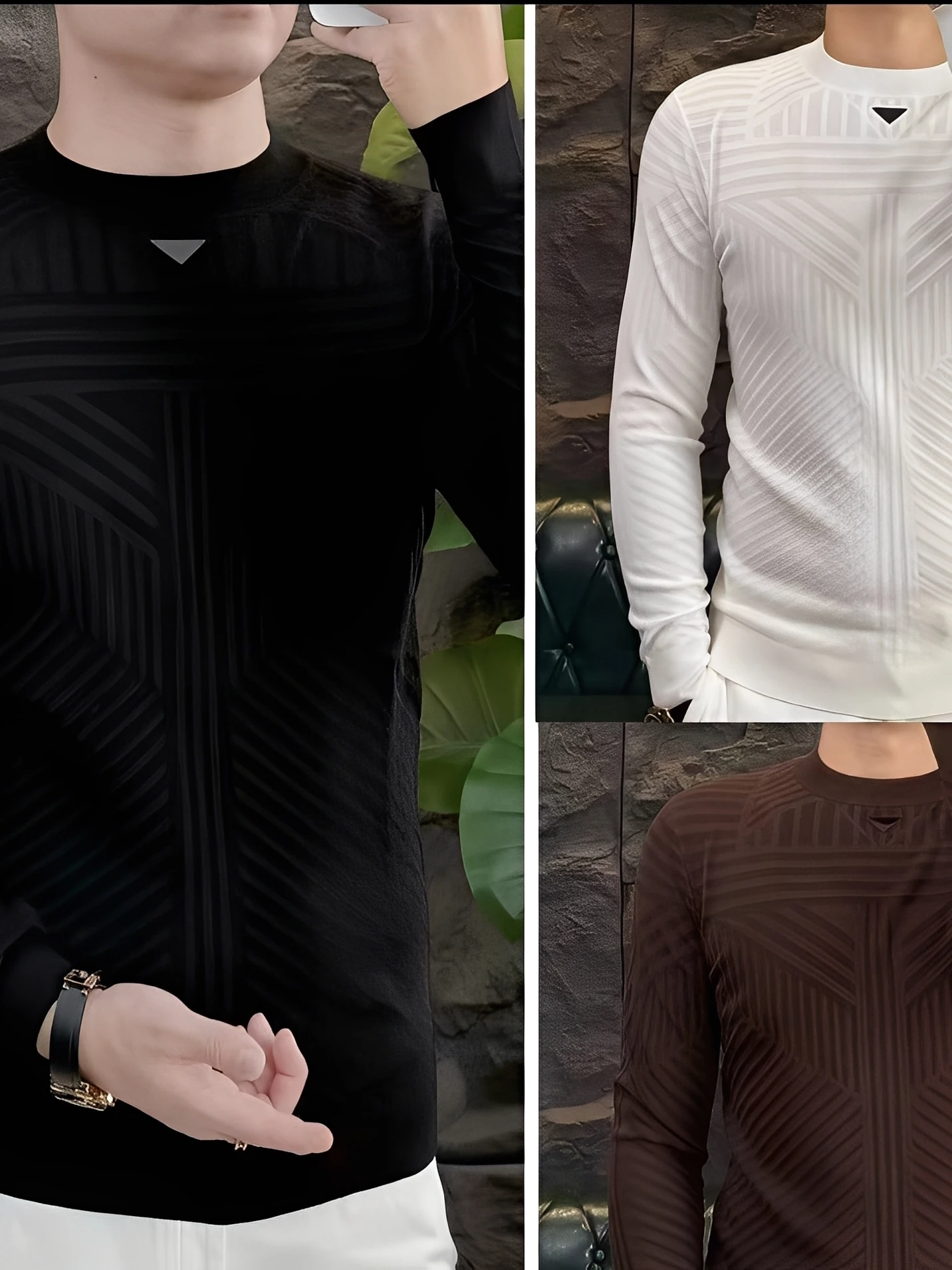 

Men's Faionable Casual Long Sve round Ne Base irt Versatile Top for Autumn Winter Polyester Skin-friendly Breathable