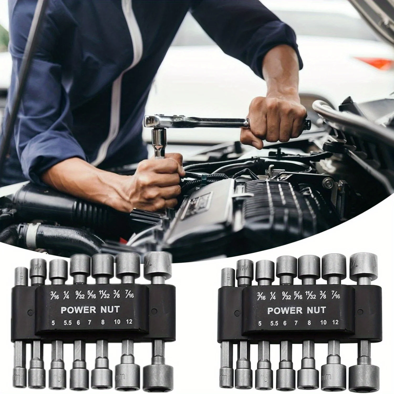 14pcs 5mm-12mm Hex Sockets Sleeve Nozzles Nut Driver Set Screwdriver Set Schroevendraaier Set Bits Sets Tools Socket Wrenches