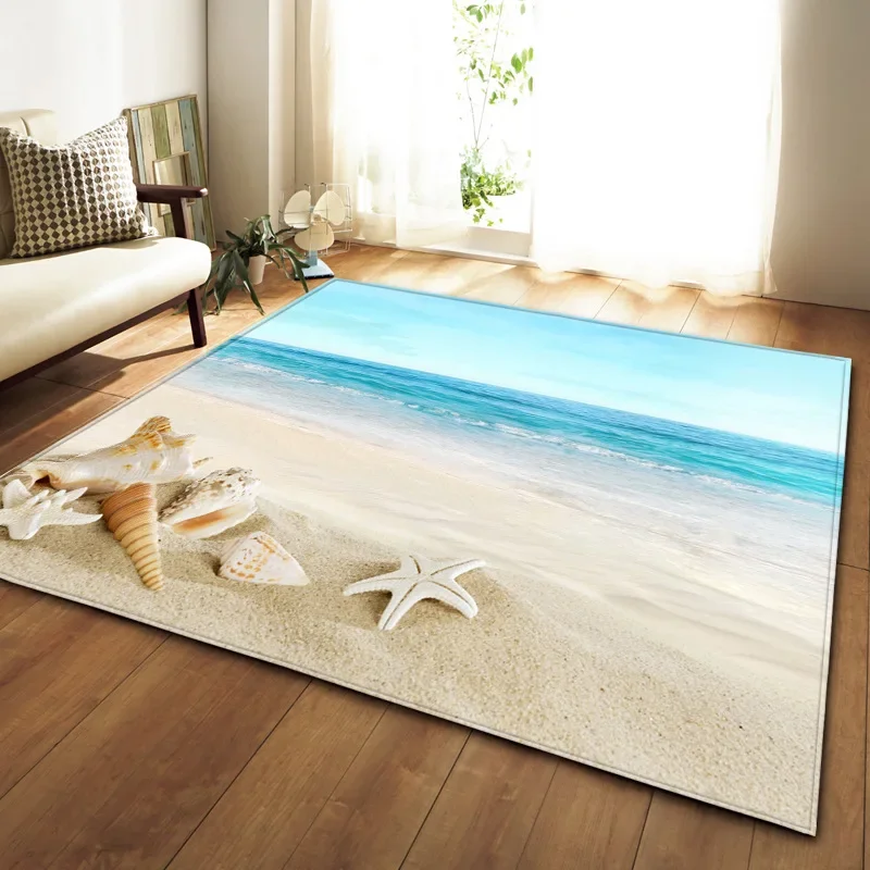 sea world starfish carpet for livingroom bedroom rug coral fleece soft Seaside Hawaii carpet home decoration anti-slip mat tapis