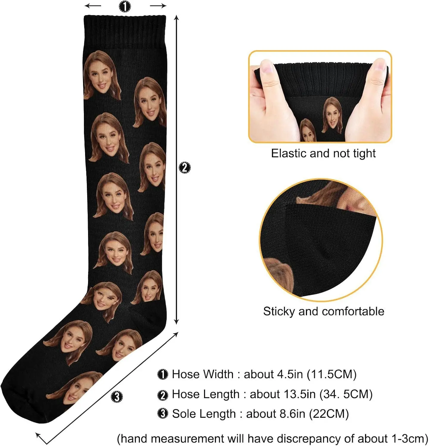 مخصص مضحك الوجه الجوارب الجدة جوارب ضغط وجوه مطبوعة للبالغين والمراهقين القط الكلب عشاق الهدايا الشخصية