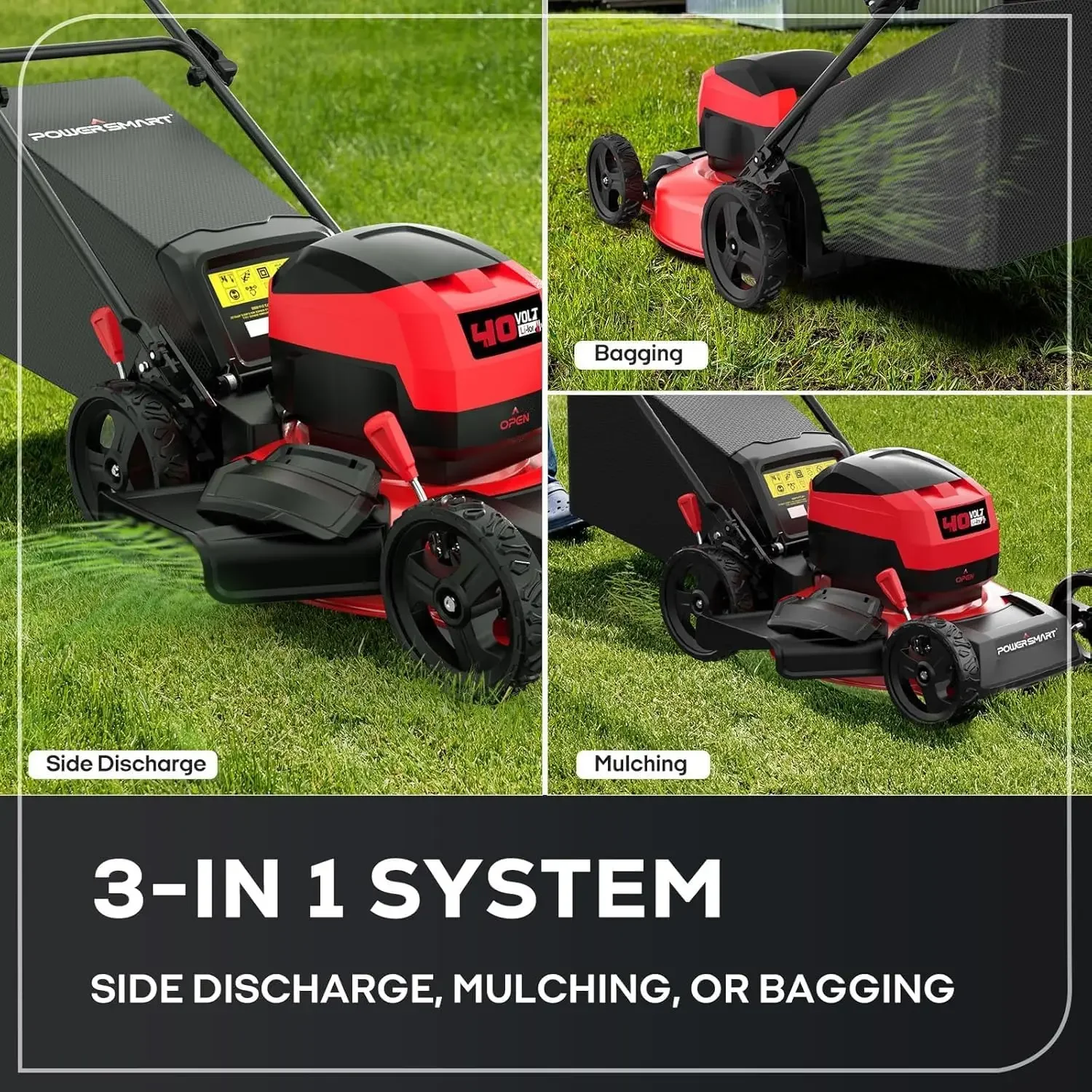 

Electric Lawn Mower 17" 40V - Cordless, Quiet, Lightweight, Foldable Handles