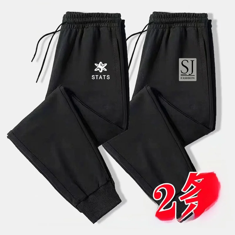 

Модные мужские черные брюки больших размеров с принтом, тонкие, повседневные, свободные, дышащие, прямого кроя, для ежедневной носки, осень-зима