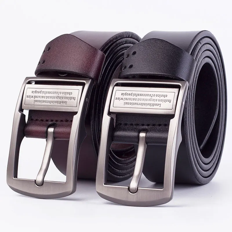 

2024 New Design Trendy Real Cowhide Men Luxury Genuine Leather Buckle Belt Antique Fashion Casual Pure Jeans With 5 Size Choice