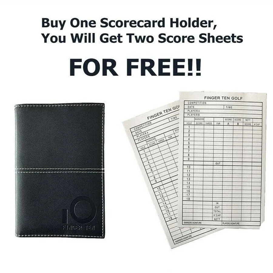 Deluxe Golf Score Card Holder Yardage Books Cover Pu Leather with 2 Pcs Free Score Sheets Drop Shipping