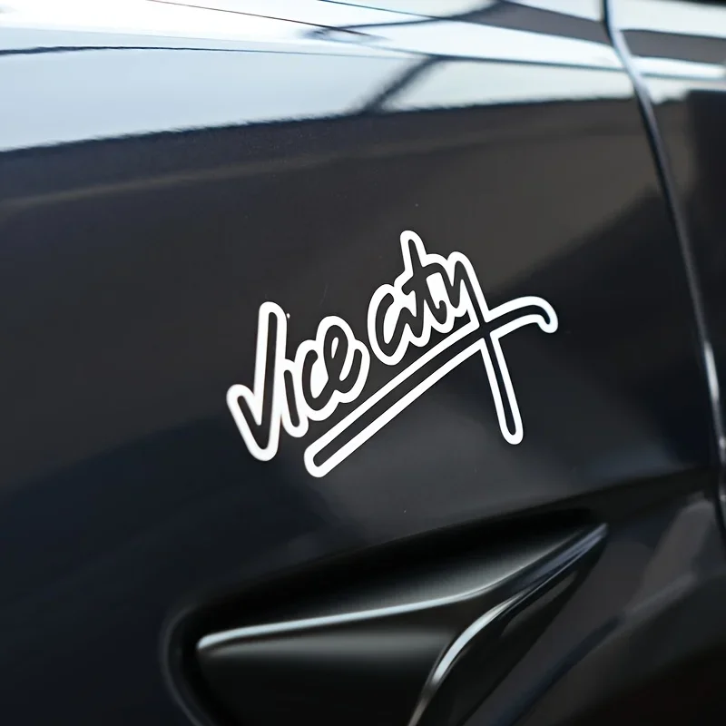 1 peça adesivos de carro "Vice City", decalques de design de logotipo de várias cores, acessórios exclusivos e elegantes para automóveis