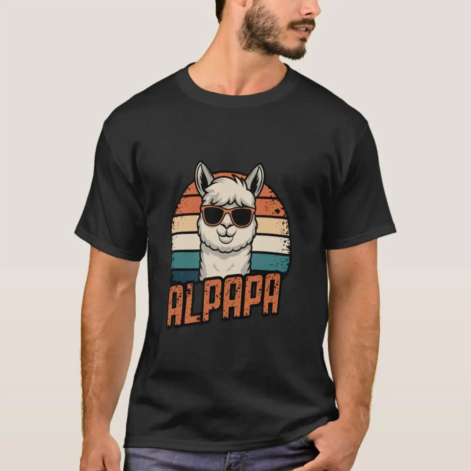 Alpapa Cool Retro Llama Vibes Dad T Shirt vintage Washed Versatile graphic Soft Unisex streetwear Top For Everyday Wear