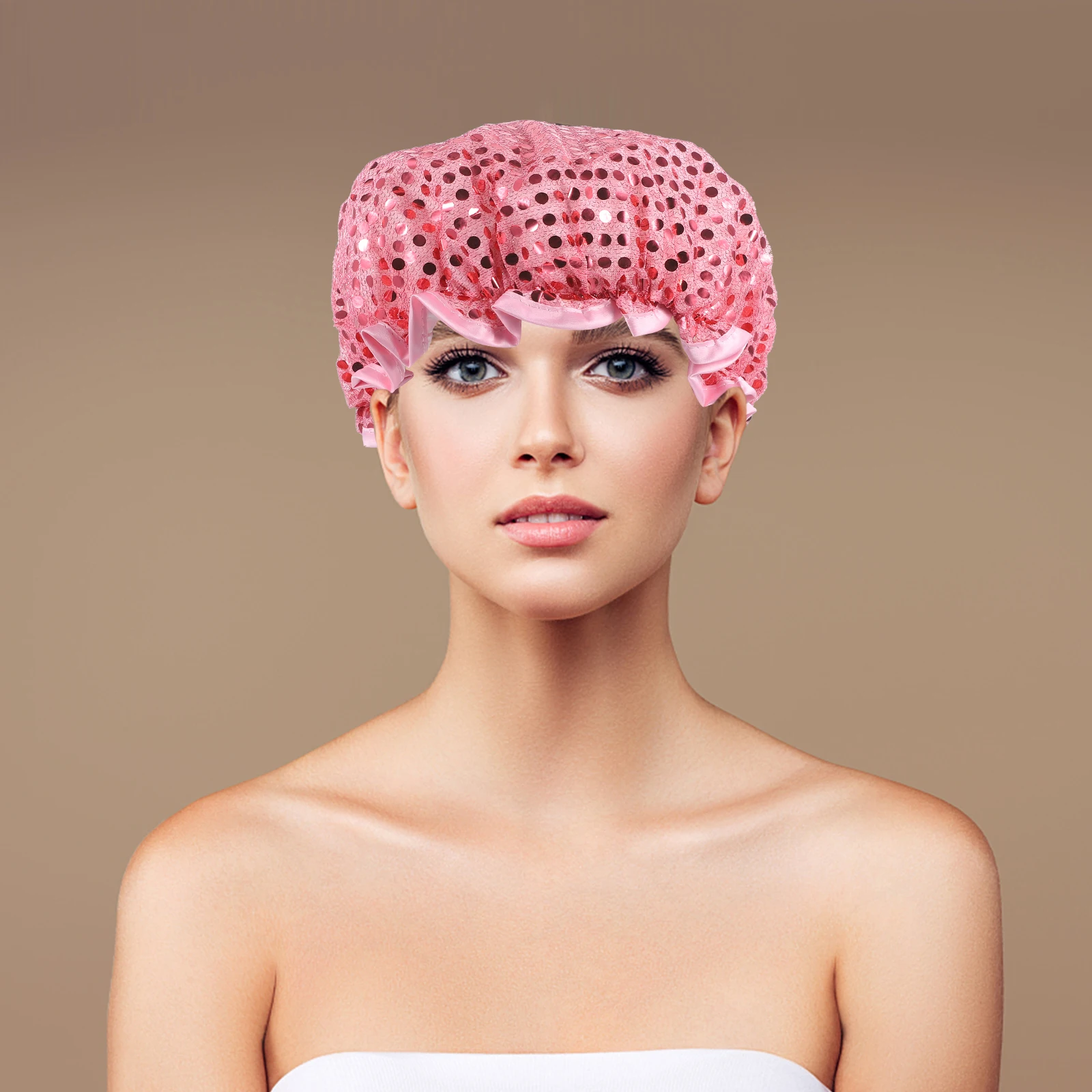 

Reusable Waterproof Shower Caps Large Size for Women Men Hair Cover Bonnet Washable Night Hat Protect Hairstyle PEVA Material