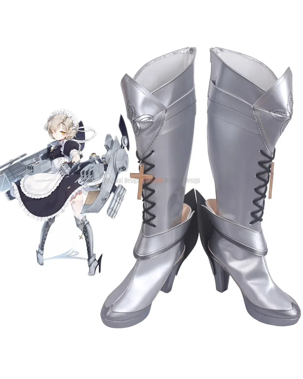 Azur Lane Cosplay HMS Sheffied Cosplay Boots Silver Shoes Halloween Christmas Makeup Custom Made