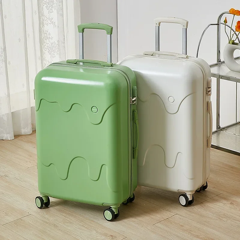 Valise à roulettes multifonctionnelle de type crème glacée pour étudiants, serrure de voyage, valise à roulettes à quatre roues, style mignon, nouveau, 2025