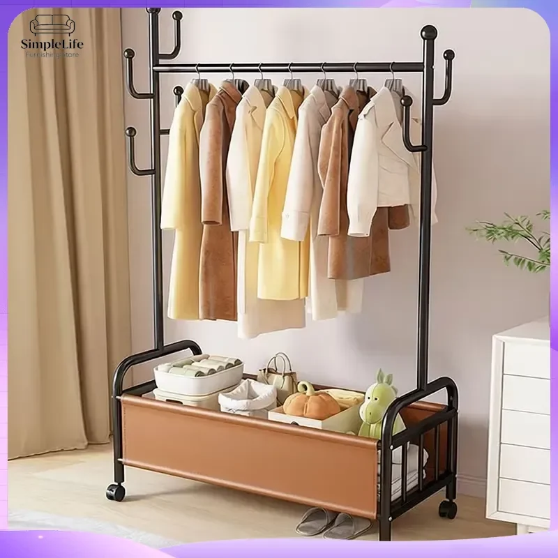 Modern Wrought Iron Coat Rack Stand Large Capacity Hat Hanger Storage Shelf Rust Proof Freestanding Clothes Organizer for