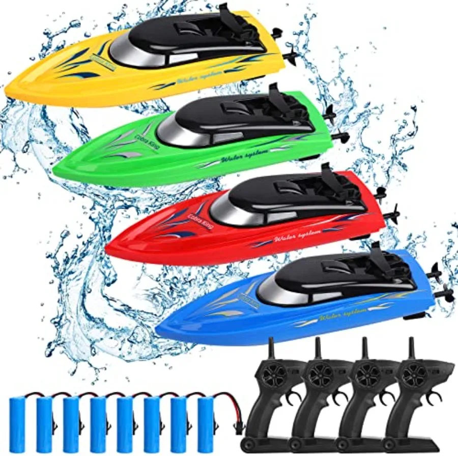 

4PACK RC Boat Remote Control Boats for and Adults 10km/H 2.4G High Speed Remote Control Boat Fast RC Boats for Pools and Lakes