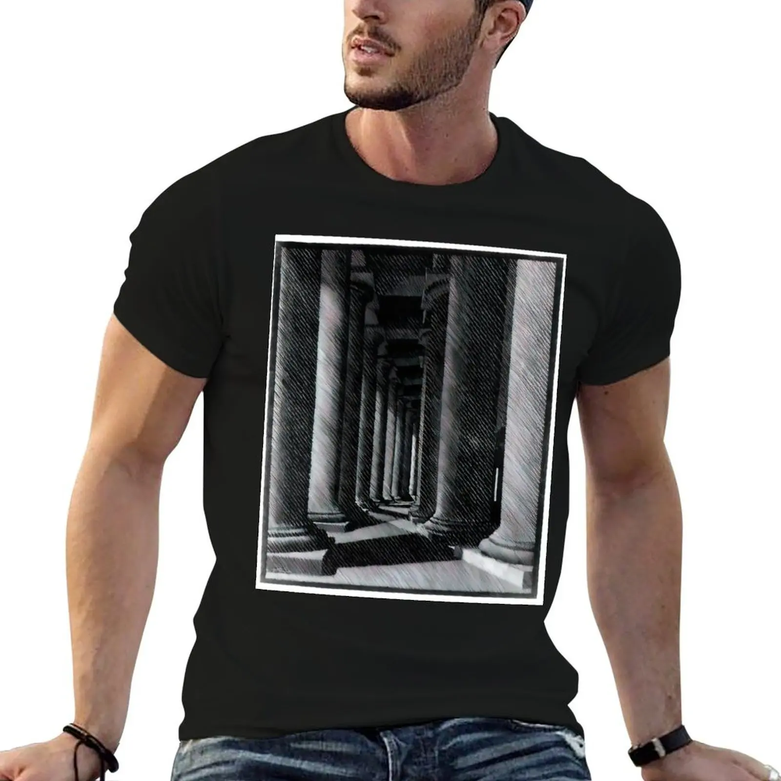 

Nocturnal Rome, Colonade of St. Peter's - 1934 By MC Escher T-Shirt mens graphic t shirts T-Shirt