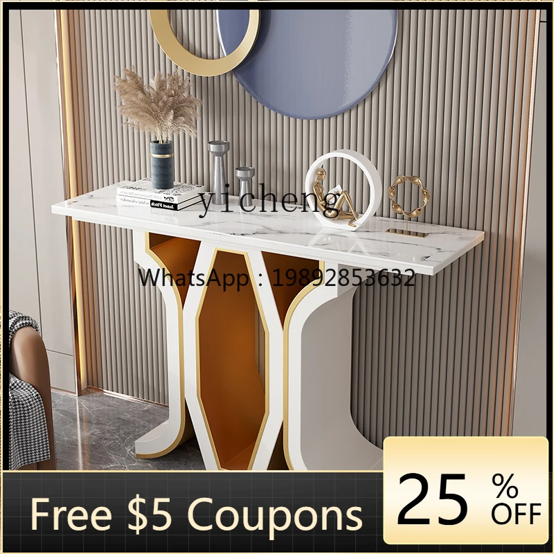 

UU light luxury rock slab enigma Italian corridor entrance end view table decorative cabinet