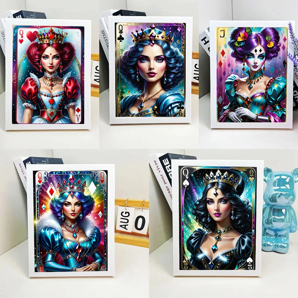 Diamond 5D DIY Dark Card Queen Painting Full Drills Poker Style Mosaic Kits Embroidery Cross Stitch Wall Decor Art Home Decor