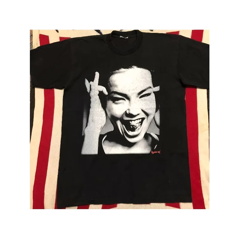 Bjork Facial Print Retro Street T-shirt Summer New Casual Fashion Unisex T-shirt