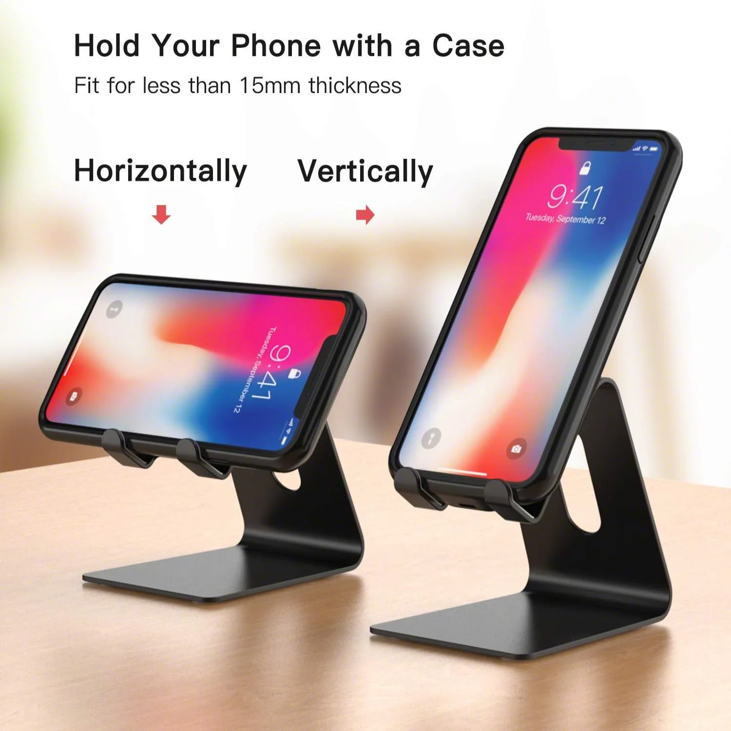 Handyhalter Schwarz, kompatibel mit 4-8 Zoll Xs XR, Tablet, All Android Smartphone