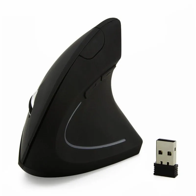 Ratón inalámbrico Vertical de mano izquierda para ordenador portátil, mouse recargable con batería, 2,4g