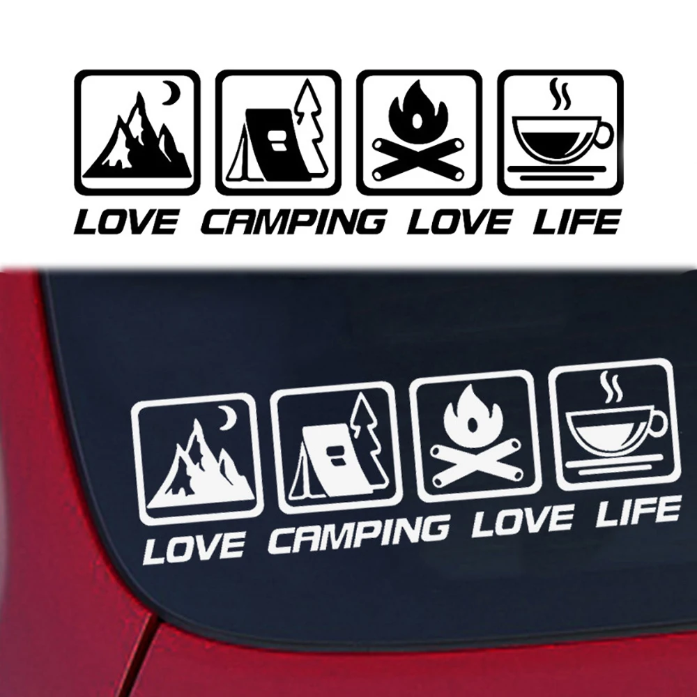 

CANPING LOVE LIFE Camping Car Stickers Wilderness Campfire Adventure Car Decoration Stickers Coffee RV Off Road Waterproof