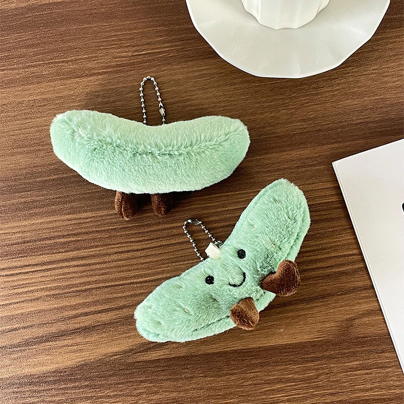 Cute Cucumber Plush Toy Keychain Cartoon Vegetables Soft Stuffed Doll Pendant Car Key Ring Backpack Bag Decor Kid Gift