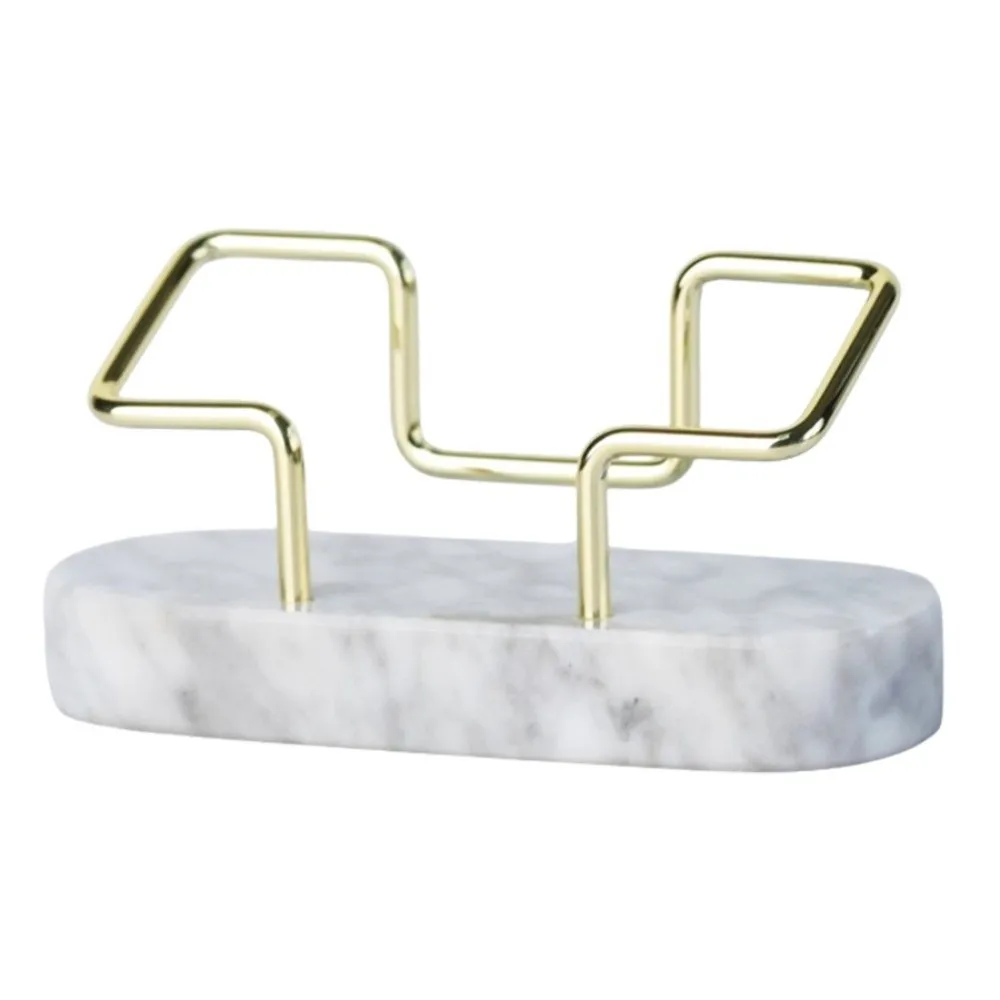 New Elegant Business Card Holder Metal Frame Marble Material Card Display Stand Creative Desktop Card Holder Office Use