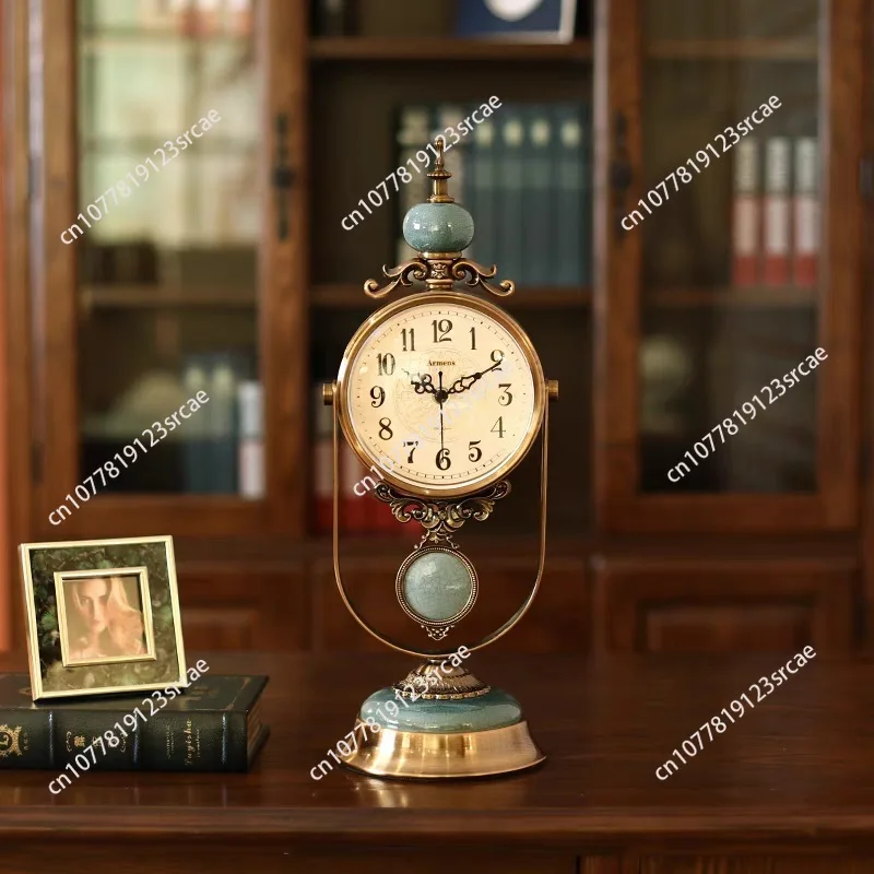 Vintage seat clock living room European household desktop pendulum desk clock sitting clock pendulum piece