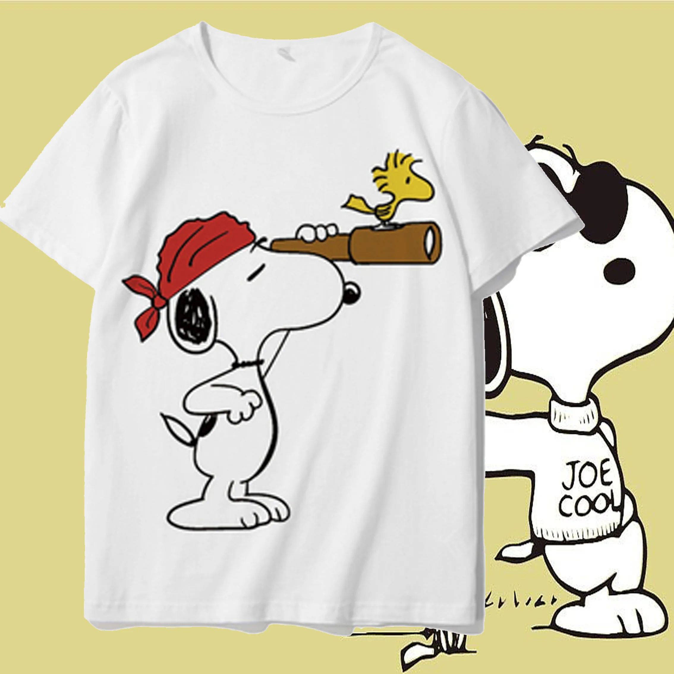 Snoopy Cartoon Animation Joint-Design Short-Sleeved Children's and Adult T-Shirt Summer Loose-Fitting Versatile Half-Sleeve Top