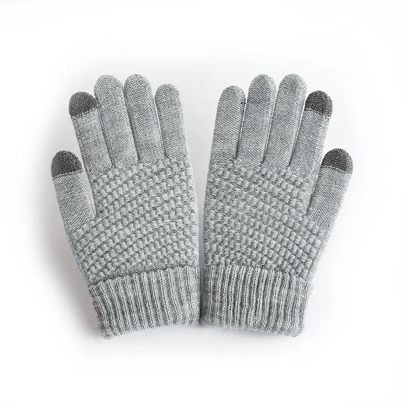 Winter Warm Touchscreen Gloves Thick Fleece Women Men Fashion Knitted Gloves Mittens Pineapple Pattern Wool Gloves Touch Screen