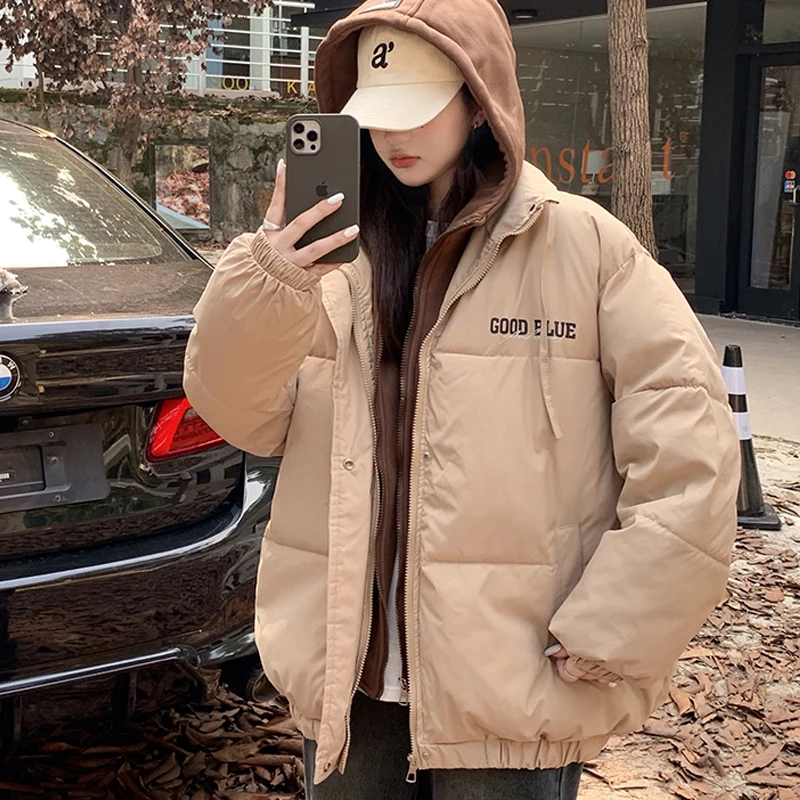 

Винтажные женские куртки с капюшоном, осень-зима 2024, новые утолщенные теплые свободные повседневные куртки с хлопковой подкладкой, парки, женская одежда