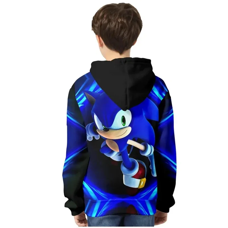 Conjunto de pareja con estampado de Sonic de dibujos animados, Sudadera con capucha a la moda, conjunto de pantalones deportivos geniales de talla grande europea y americana