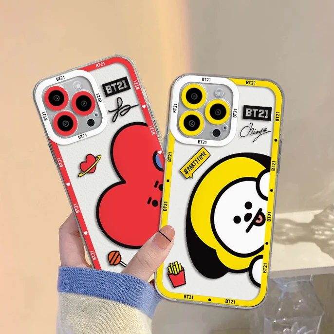 Cartoon Kpop B-BT-21S Phone Case For Samsung S25 S24 S23 S22 S21 S20 FE Note20 Note10 Plus Ultra Lite 5G Clear Soft TPU Cover