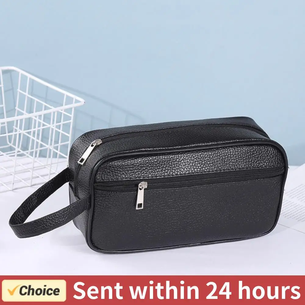 Men Women Vintage Wristlet Bag PU Leather Pure Color Small Wristlet Bag Vintage Cellphone Storage Bag Handbags Supplies