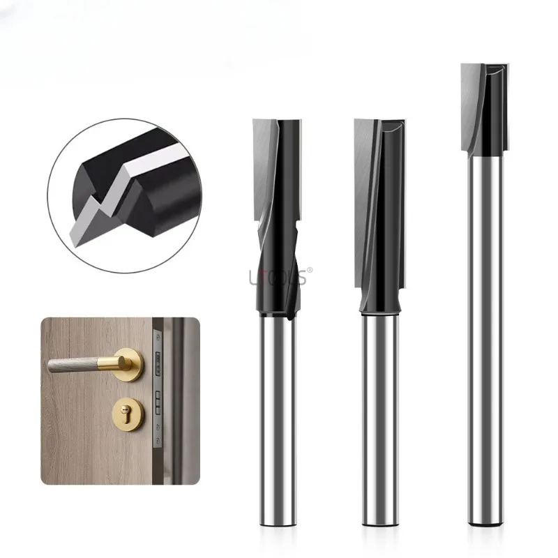 Woodworking Milling Cutter Bottom Cleaning Router Milling Cutter Spiral Mortise Door Lock Hole Extended Slot Milling Cutter Tool