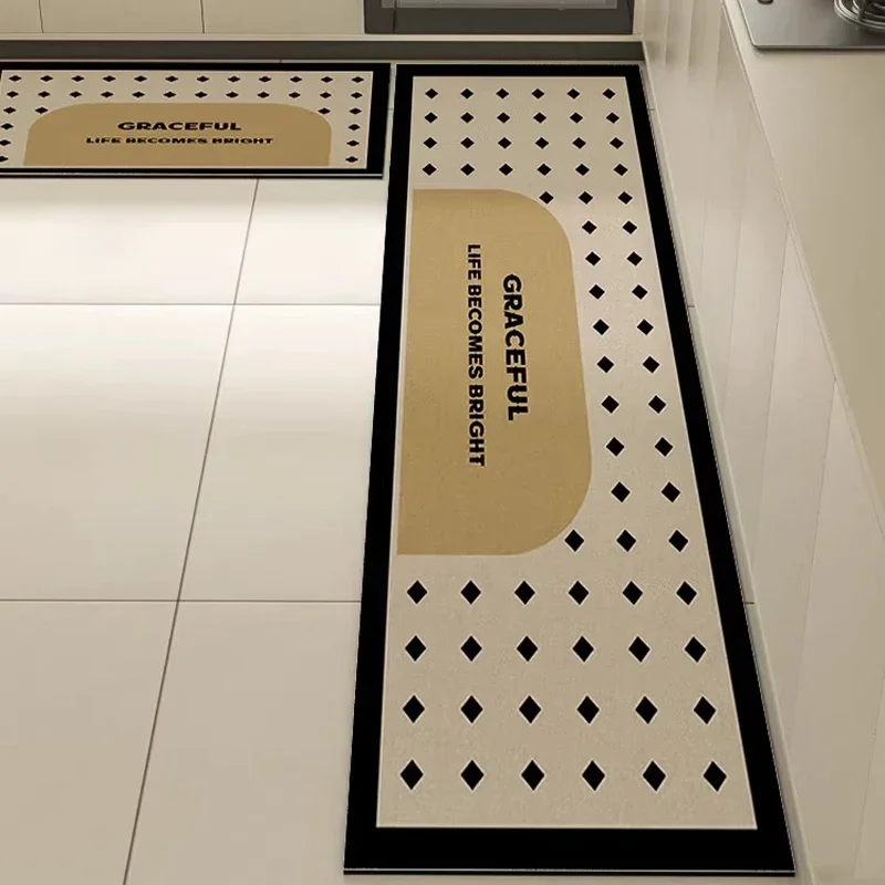 Kitchen Floor Mat  Waterproof Non-slip PVC Leather Carpet Modern Style Rug Oil- Stain-resistant Mats Home Decoration Rugs 주방 카펫