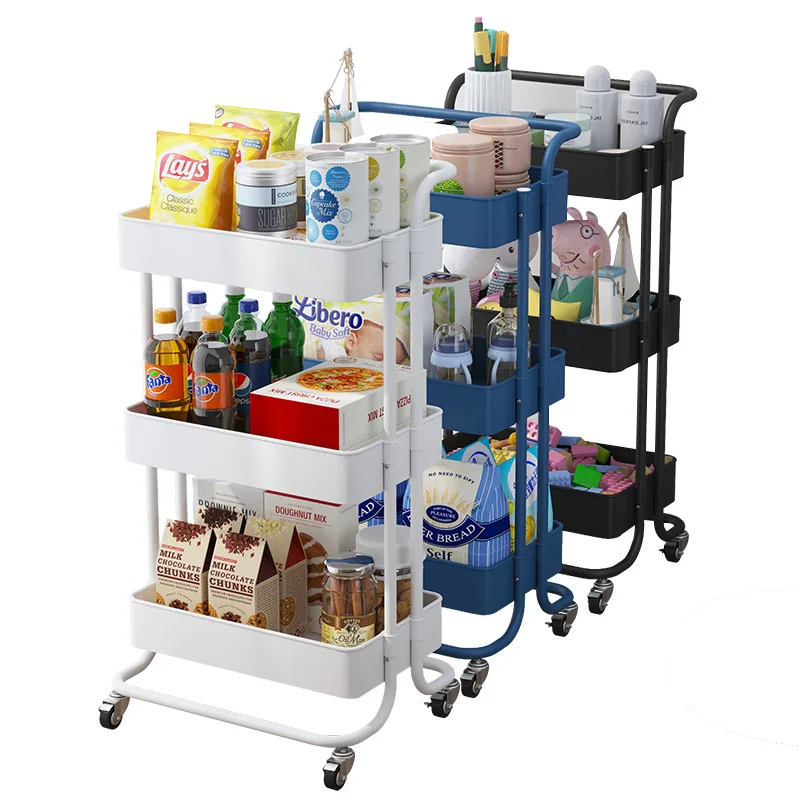 Bookshelf Storage Household Snacks Storage Rack Mobile Kitchen Organizer Cart With Wheel Multi-Layer Bathroom Shelves Home Goods