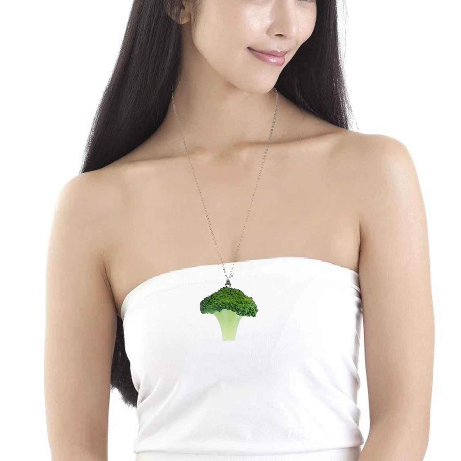 

Broccoli Necklace Alloy Silicone Durable Pendant Necklace Women Party Date Gift Vegetable Pendant Necklaces Simple Jewelry