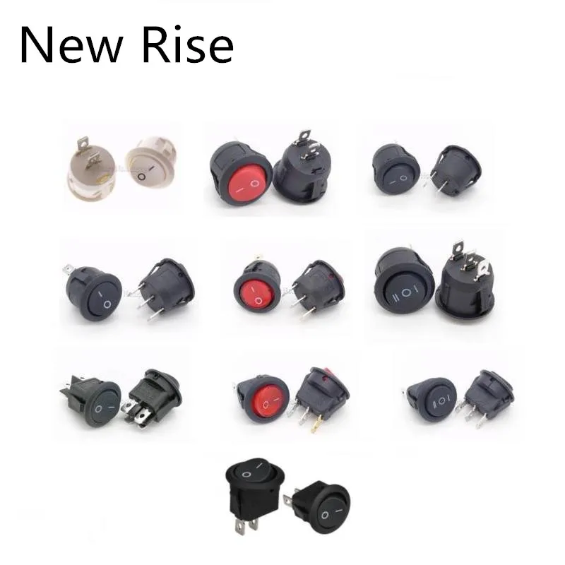 2PCS 23mm Round Rocker Switch Kit 2pin 3pin 4pin 6pin 10A/125V 6A/250V AC 2/3 Position SPDT DPDT ON-OFF-ON/ ON-OFF