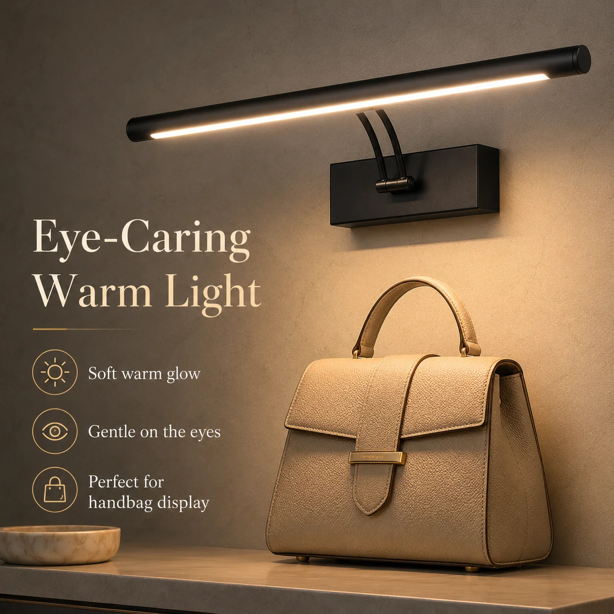 LED modern 40CM linear waterproof mirror wall light with 180 degree up and down adjustment suitable for bathroom bedroom makeup