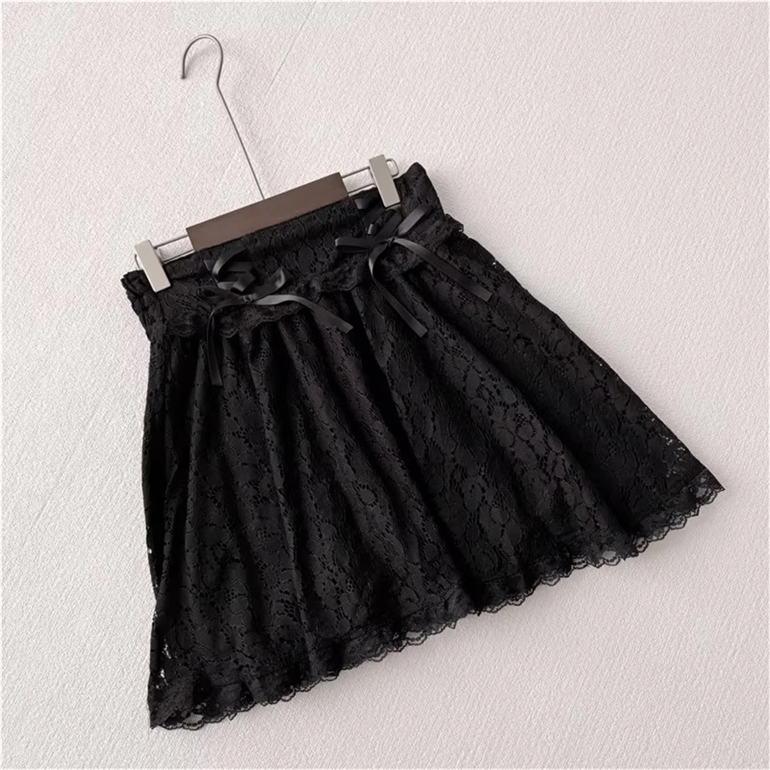 

C22 New Cute Lace f Skirt Women's Sweet No See tough High Waist A-Line Skirt Daily Wear Polyester Fiber Anti-Static