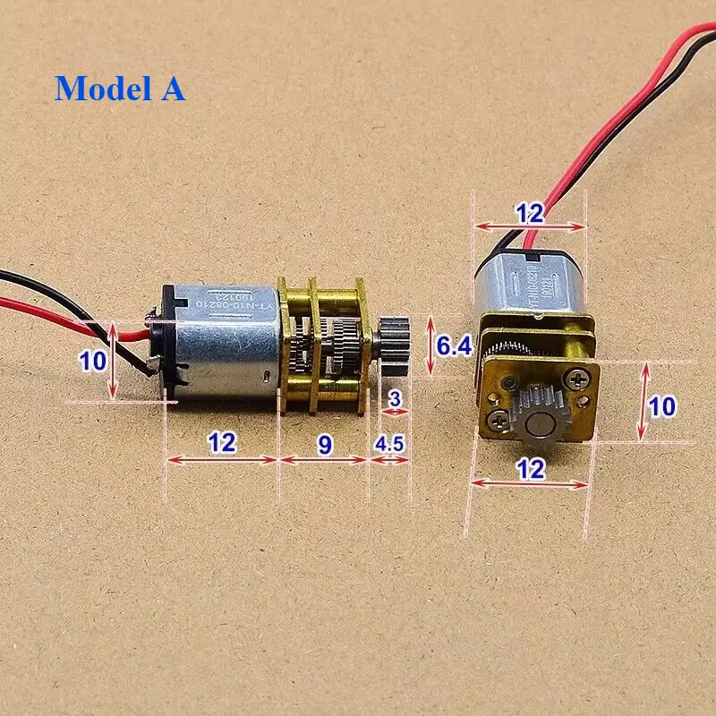 1PC N10 Metal Gearbox Gear Motor DC 1.5V 3V 5V 6V Slow Speed with Stainless Steel Gear/ D-shaft for 3D Printing Pen Robot