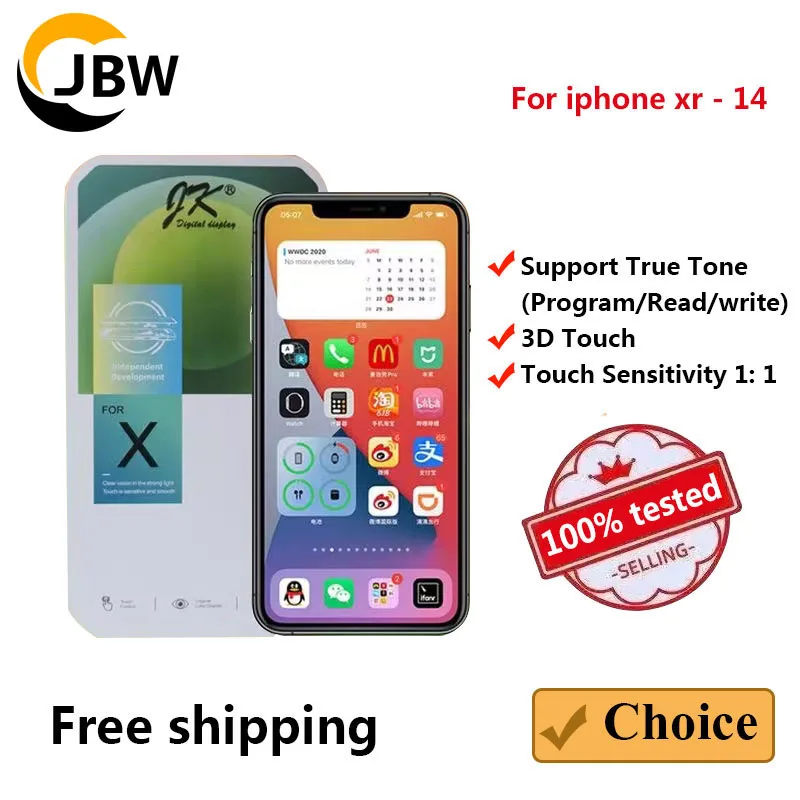 

JK LCD Display For iPhone X XS XR 11 11ProMax 12 12ProMax 13 LCD No Dead Pixel Touch Screen Digitizer Replacement Parts