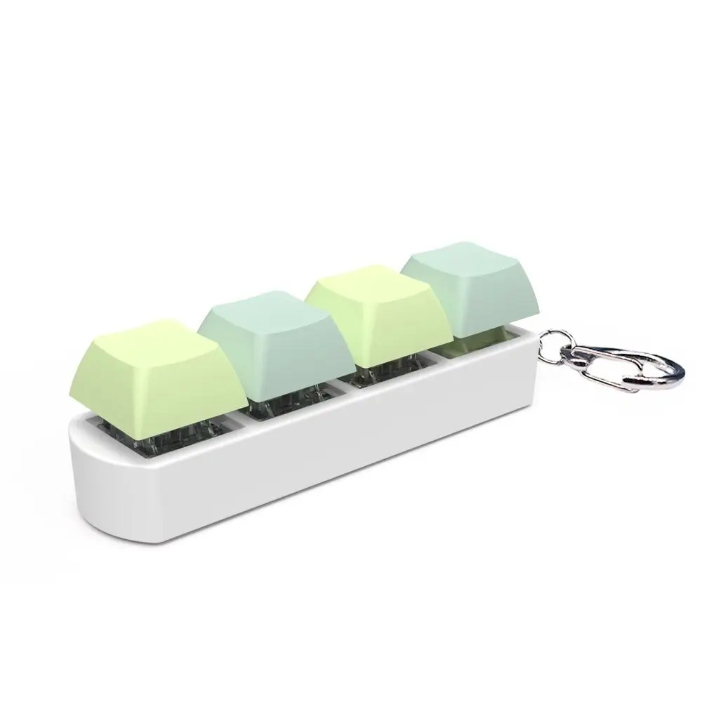 Funny 4-button Keyboard Keychain Calming Shaft Tester Keyboard Caps Toy Finger Toy Relaxing Mechanical Keyboard Key Ring Fidget