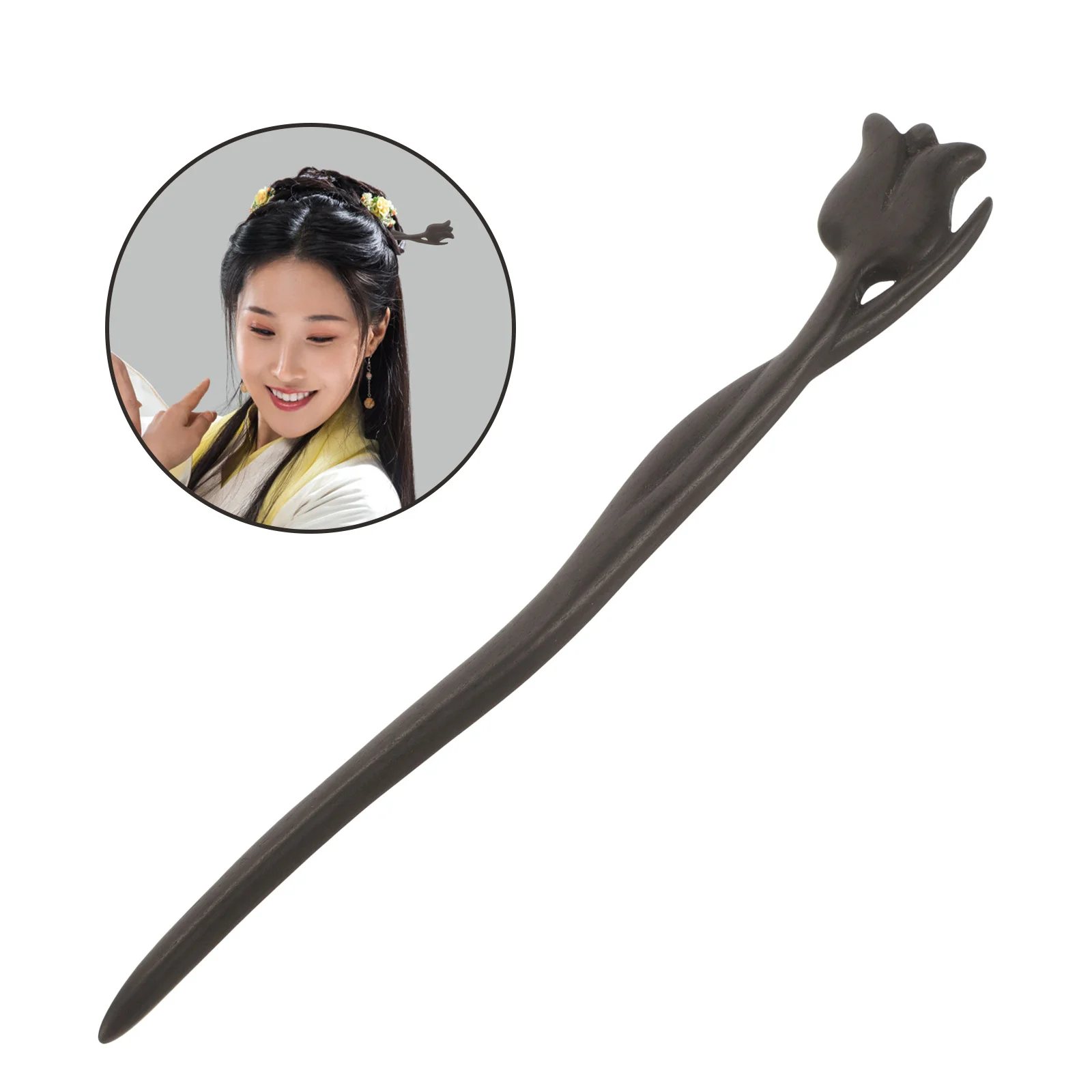 

Retro Wooden Hair Stick Unique Carved Design Classic Chinese Pin Sturdy Bun Clip Elegantly Crafted for Daily Hairstyles
