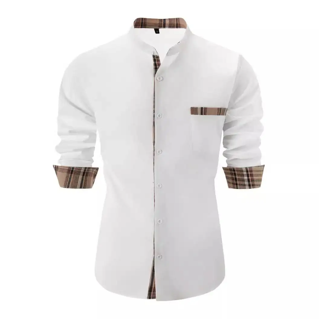 

Casual Cotton Linen Blend Long Sve irt Men's Patchwork Color Blo Loose Fit Summer irt Resistant to Deformation