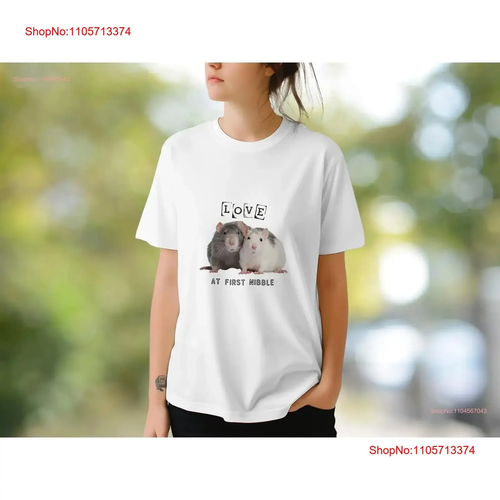 RaT T Shirt Love at first nibble tee Funny Animal Rodent Lover Cute Stylish Design vintage Washed Versatile Breathable