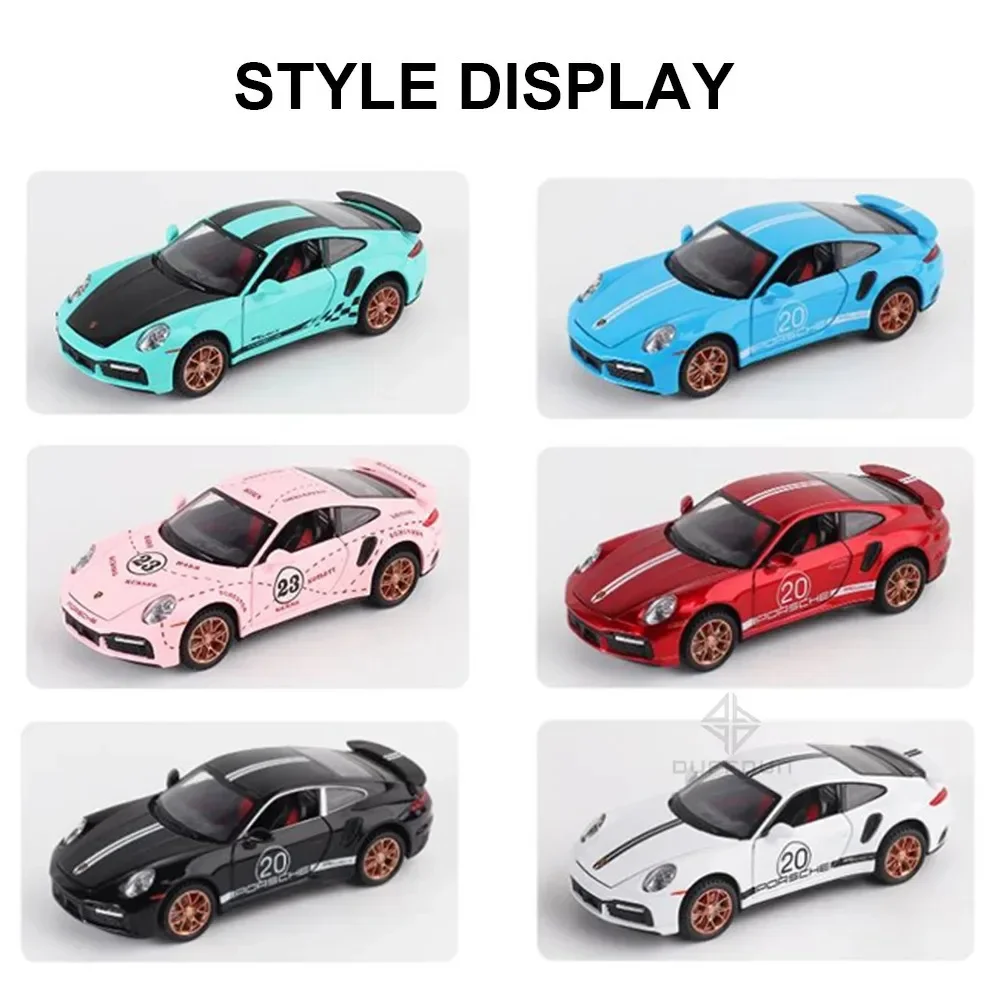 1/32 Scale 911 TurboS Alloy Diecast Toy Sport Car Models 4 Doors Opend Sound Light Pull Back Vehicle Toy for Boy Gift Collection